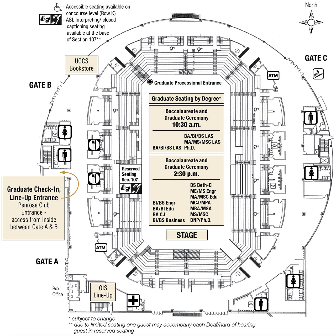 Broadmoor World Arena Map and Graduate Location