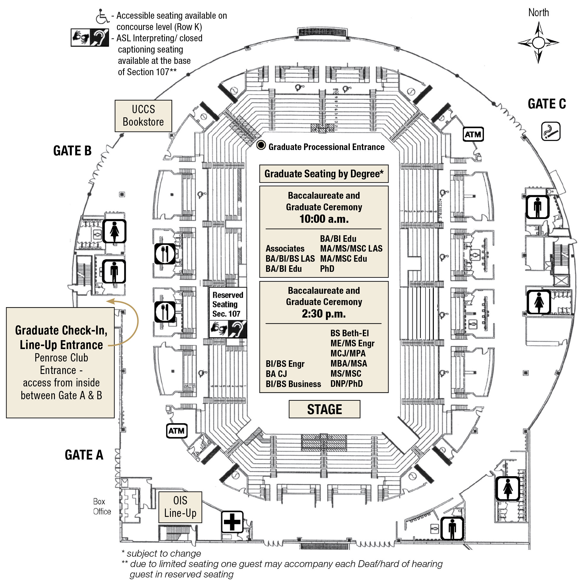 Broadmoor World Arena Map and Graduate Location