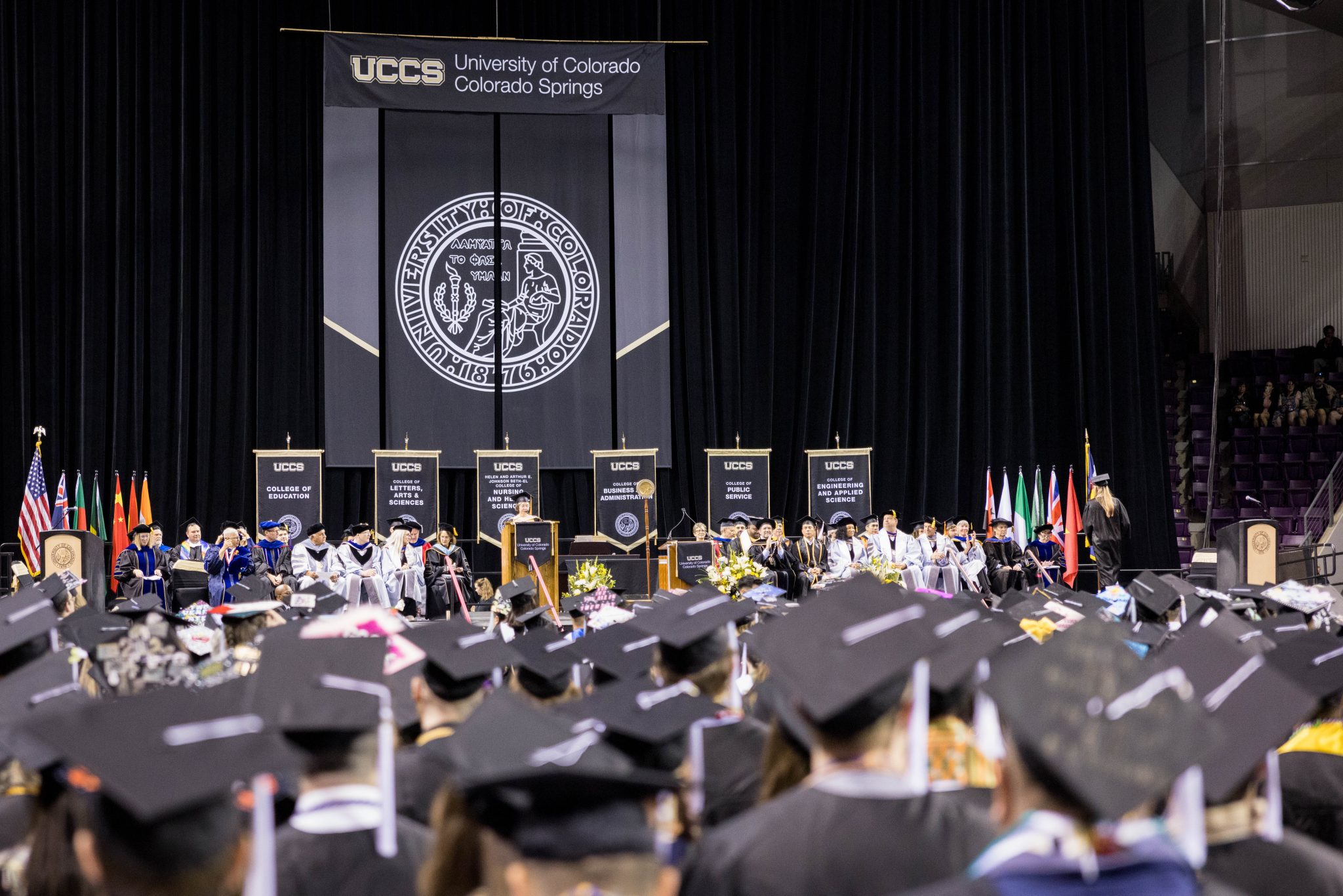 Commencement ceremony facing the stage