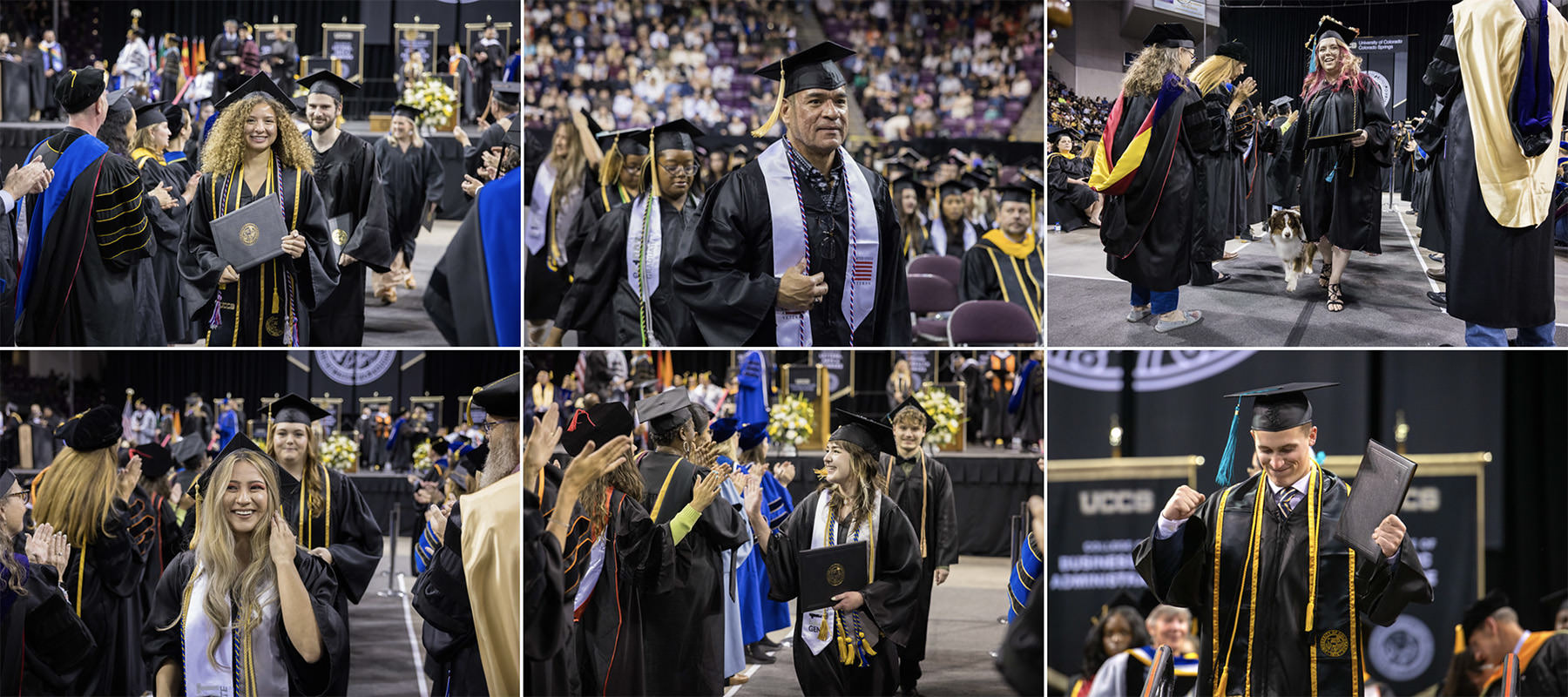 Thumbnails of graduates celebrating