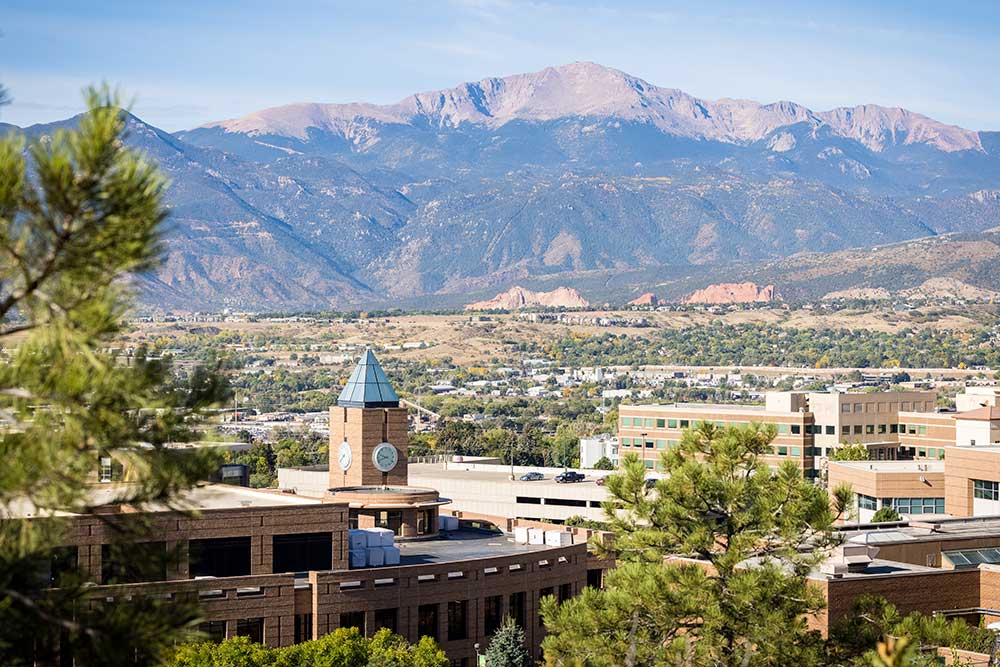 UCCS campus with Pikes Peak in the background