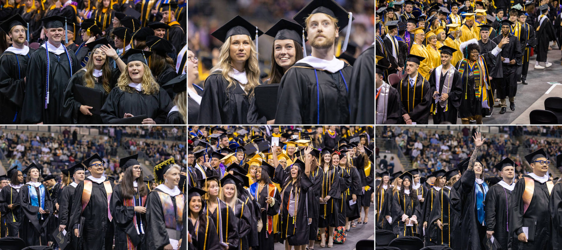 Thumbnails of graduates celebrating